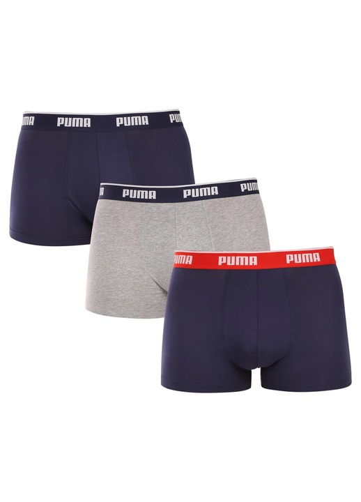 Set 3 perechi de boxeri barbatesti Puma, bumbac/elastan, design modern, talie elastica, bleumarin/gri