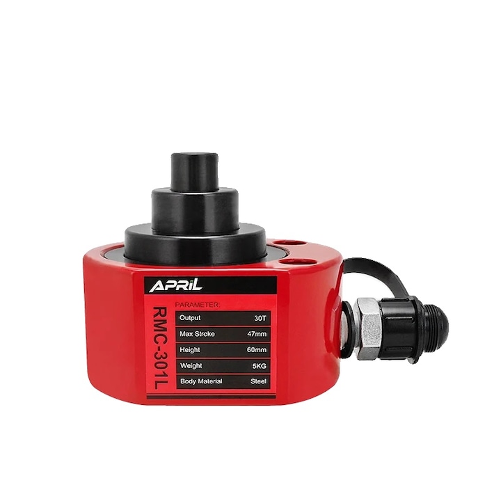 Cilindru hidraulic, 30 tone capacitate, 100 mm cursa, otel, dimensiuni 5.5x4.5x9.2 in, 15 kg