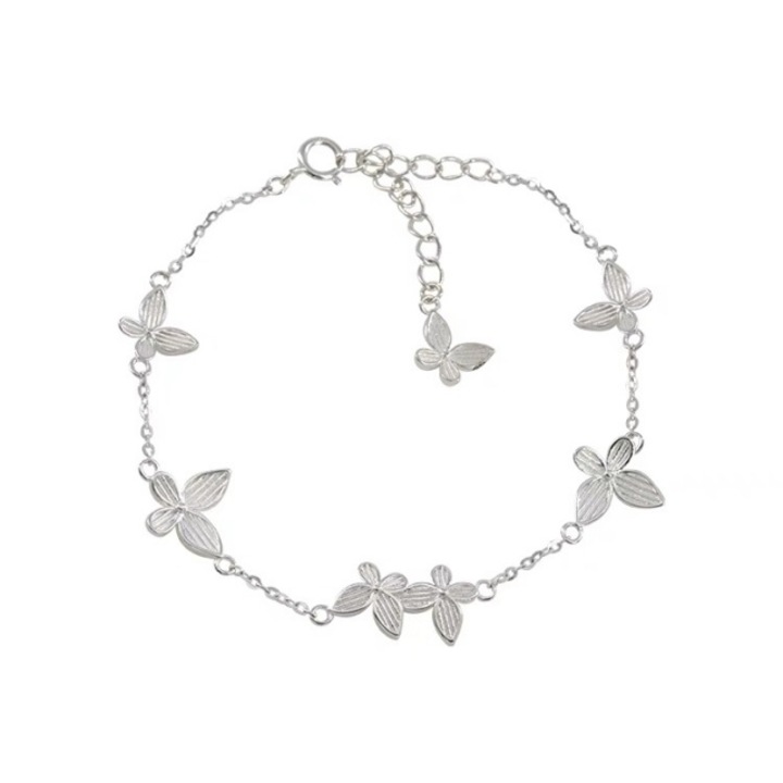 Bratara pentru femei CK, argint S925, Design elegant, model fluture, argintiu, 19cm, reglabil