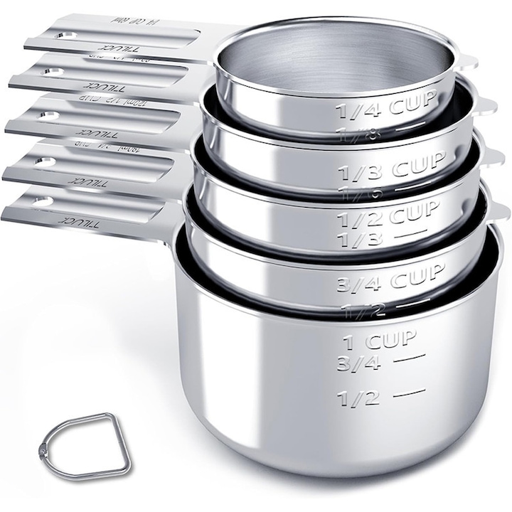 Set 7 cani de masurat, Rqiurpn, cana gradata cu cantar, pentru gatit si copt, otel inox cupe de masurat, set de cani de masurat,, cani masuratcani masurat lichide, masuratori condiment