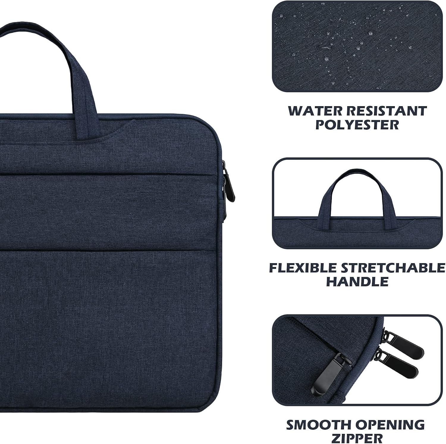 Geanta laptop Vaxiuja, compatibila cu MacBook Pro/Pro Max de 16 inch, M1, M2, M3, M4, cu maner ascuns, buzunare multiple, geanta de protectie captusita din poliester, impermeabila, albastru marin