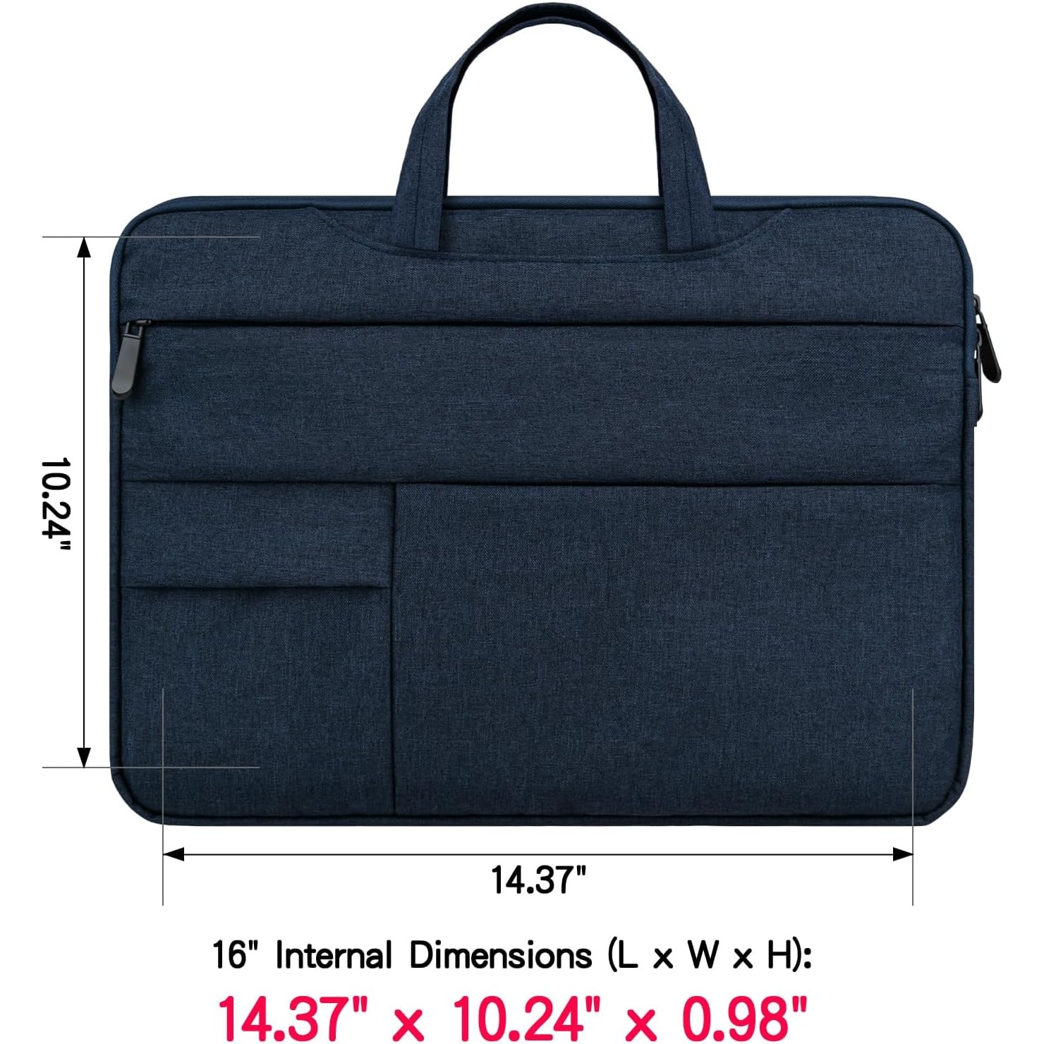 Geanta laptop Vaxiuja, compatibila cu MacBook Pro/Pro Max de 16 inch, M1, M2, M3, M4, cu maner ascuns, buzunare multiple, geanta de protectie captusita din poliester, impermeabila, albastru marin