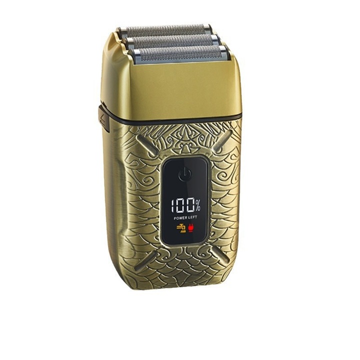 Електрическа самобръсначка, бързо USB зареждане, LCD дисплей, водоустойчива, бронзова