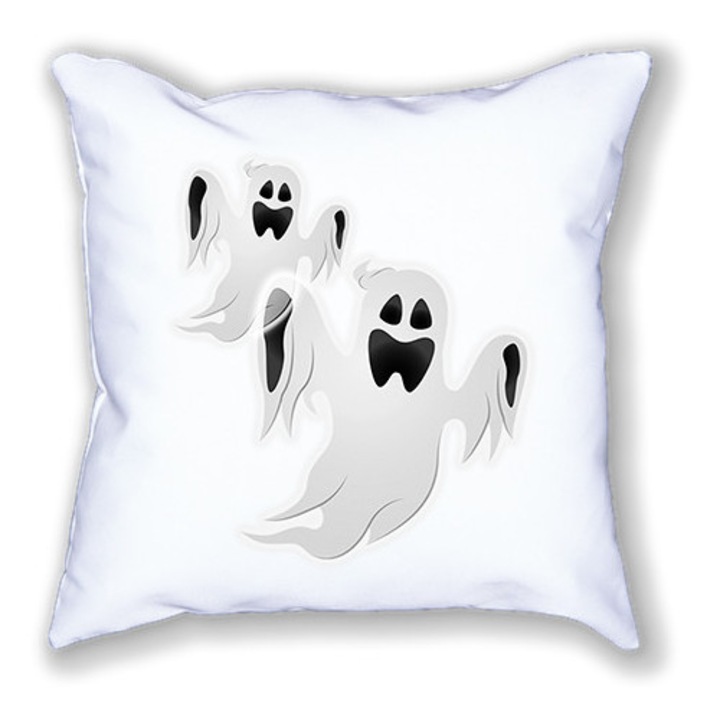 Pernă albă imprimată, Ghosts Boo, 40/40 cm