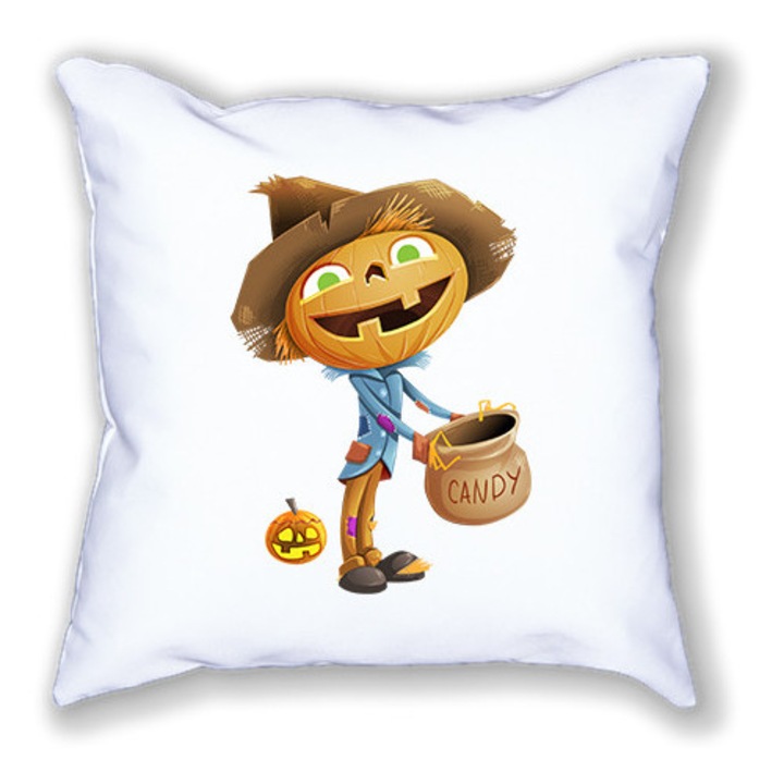 Fehér mintás párna, Halloween Candy, 40/40 cm