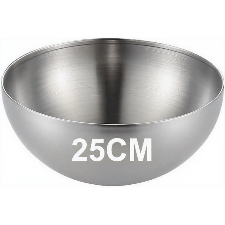 Bol de orez din inox, ComResi, 25cm, argintiu, pentru salata, supa, paste