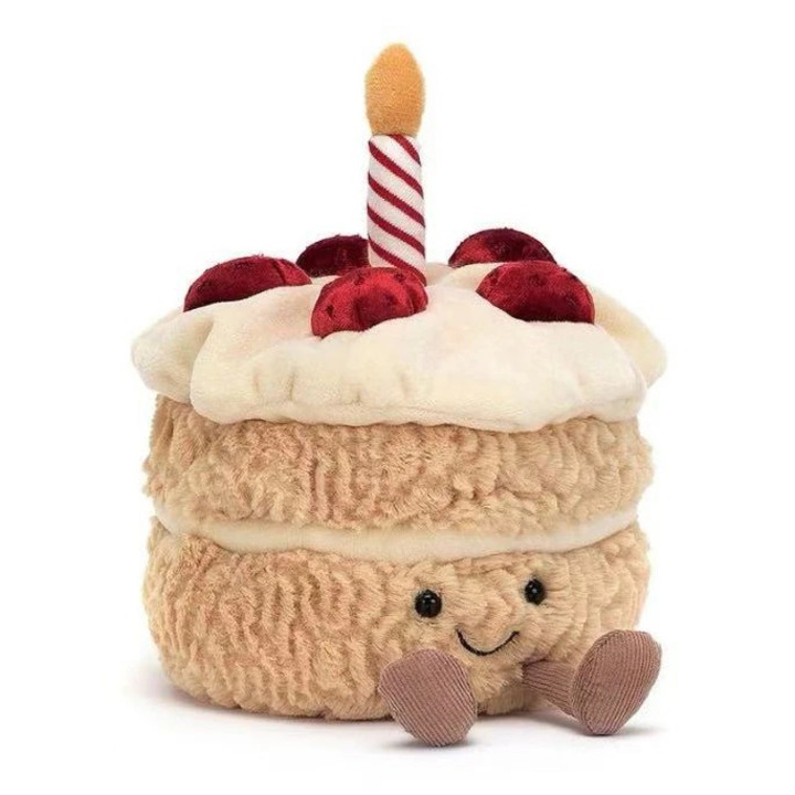 Плюшена играчка Jellycat Birthday Cake, 16 см, леко къри