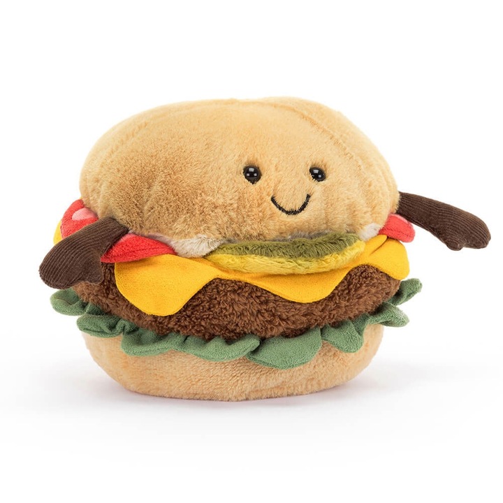 Jellycat Hamburger plüssjáték, 18cm, barna