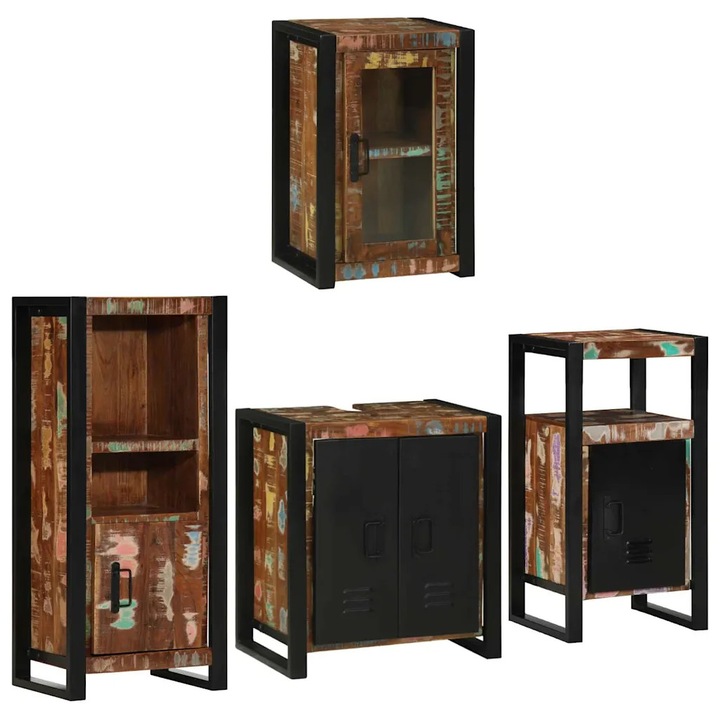 Комплект мебели за баня 4 pcs vidaXL, Солидна рециклирана дървесина