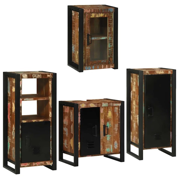 Комплект мебели за баня 4 pcs vidaXL, Солидна рециклирана дървесина