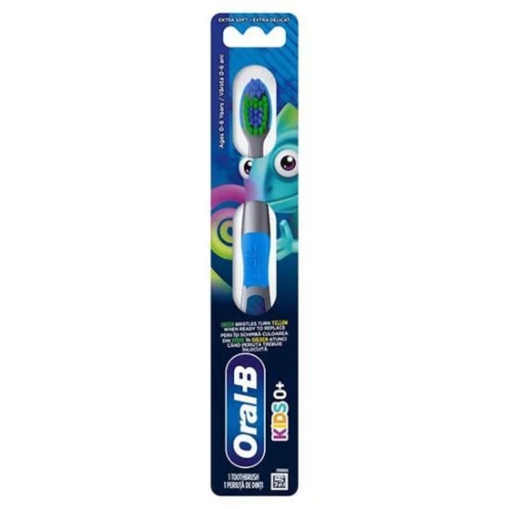 Periuta de dinti Oral-B pentru copii 0-6 ani, cap cu protectie, schimbare de culoare, set