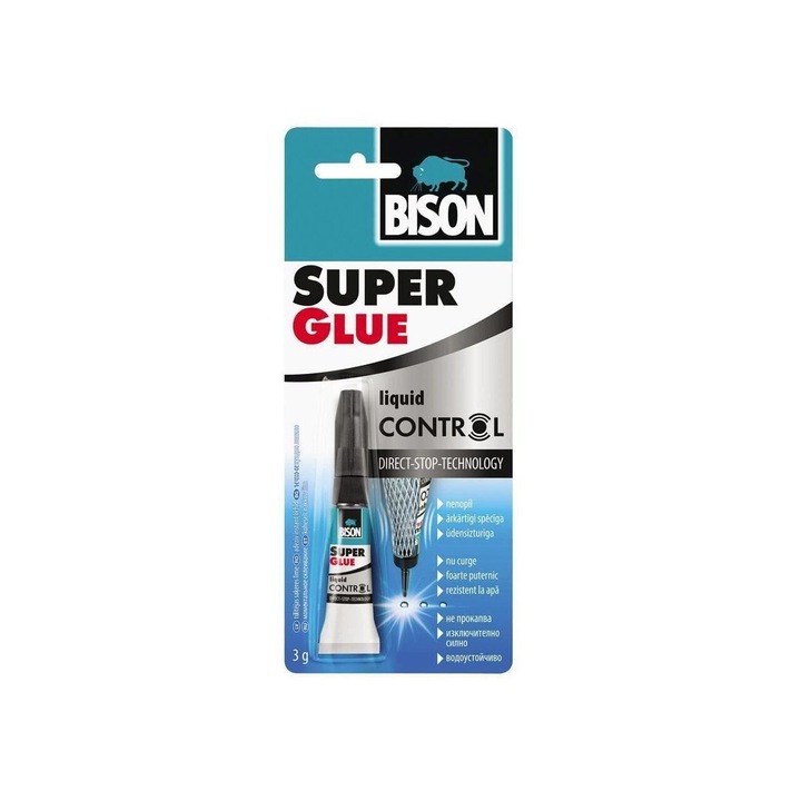 Лепило BISON цианоакрилатно Super Glue Control, 3г