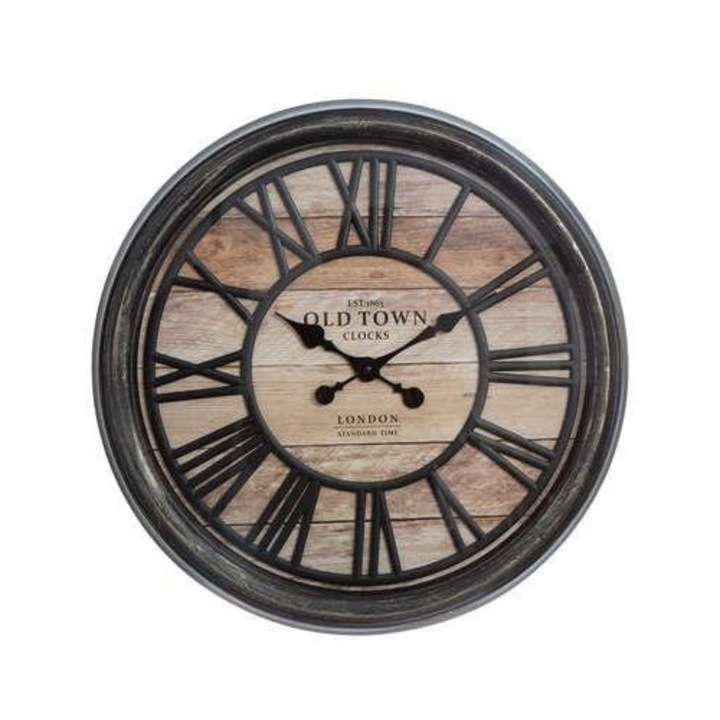 Atmosphera Vintage dekoratív óra 50 cm, műanyag, fémutánzat, rusztikus stílus