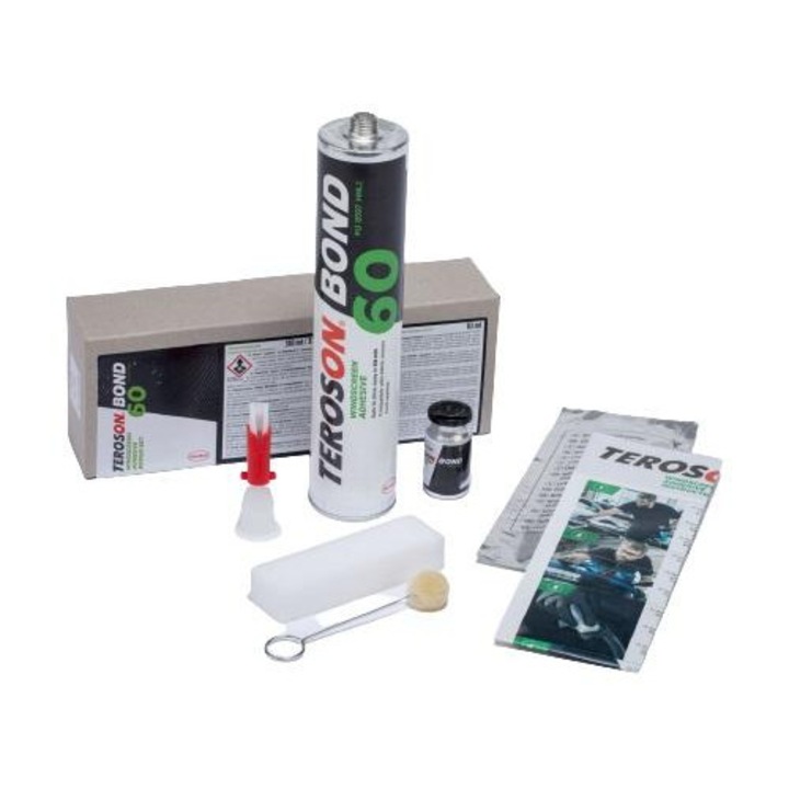 Set montaj parbriz TEROSON BOND60 2688926, include adeziv, varf reglabil, aplicator, primer, fir de taiere, distantieri, material abraziv, laveta degresanta
