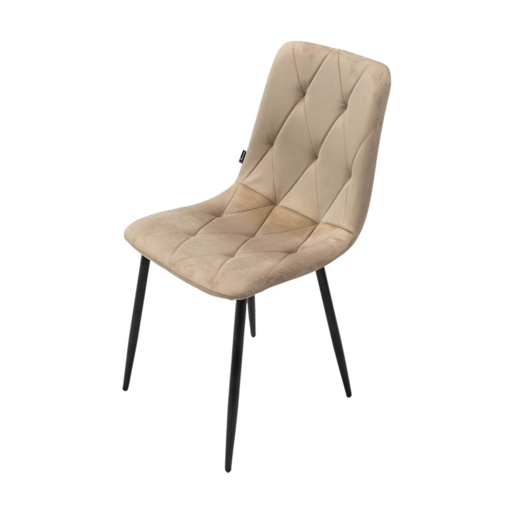 Scaun Kobe, DENVER, catifea bej, picioare metalice negre, 43x55x84 cm