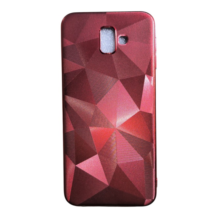 Husa compatibila cu Samsung Galaxy J6+ -2018, cu textura diamant 3D, Rosu