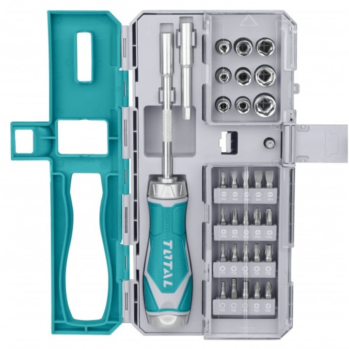 Racsnis csavarhúzó készlet, 33 darabos