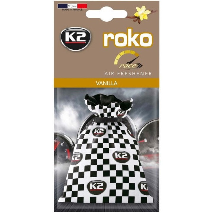 K2 ROKO Race V827R légfrissítő, tasakos, vanília illatú, 25 gramm
