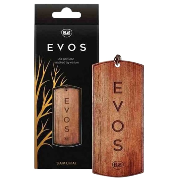 K2 EVOS SAMURAI V032 prémium autóillatosító, fenyőfa típus, fa talp, természetes aroma