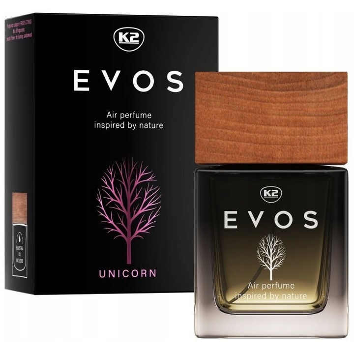 K2 EVOS UNICORN V053 autós légfrissítő, eau de parfum, 50 ml, prémium természetes aroma