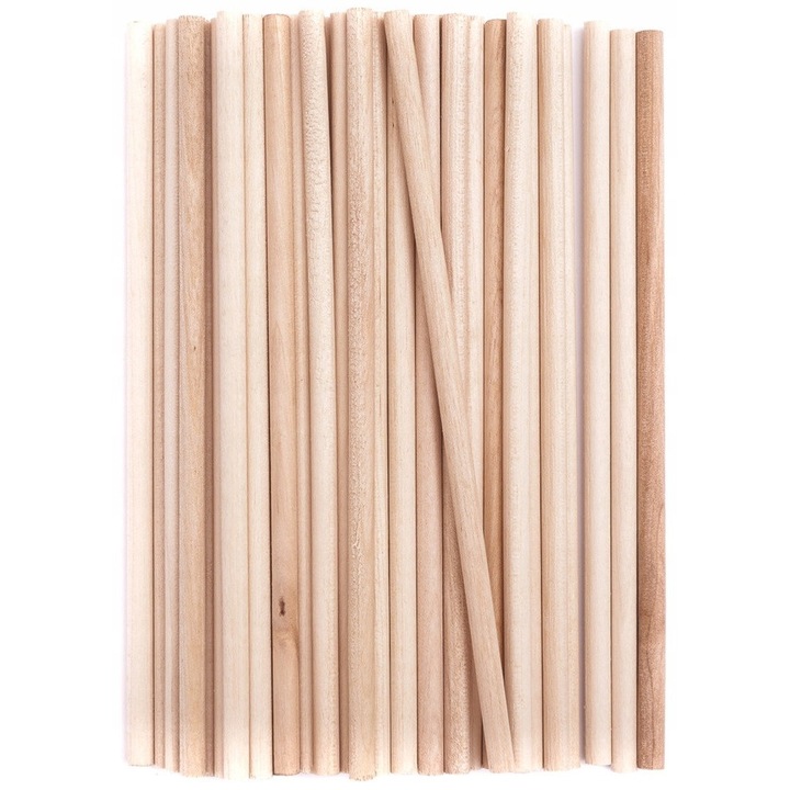 50 darabos, natúr fából készült kerek pálcika készlet, DPCRAFT, 15 cm, bézs, kézműveskedéshez