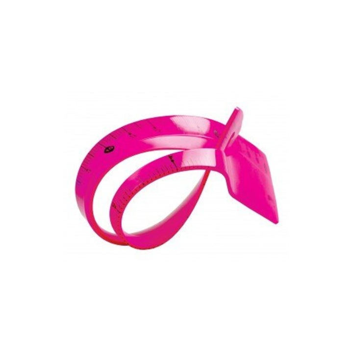 Linijka Tetis, 20 cm, rozie, din material moale, cu scara pe doua fete