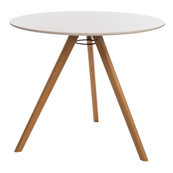 Кръгла маса, Intesi, бял/кафяв