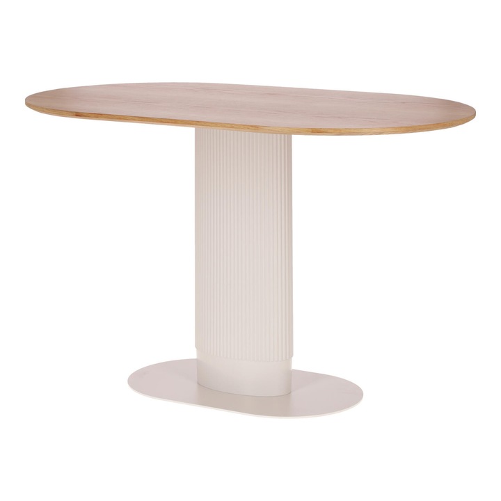 Masa Maxim, Intesi, ovala, 120x70cm, 5-6 persoane, stejar/alb, MDF