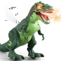Robot dinozaur, Pulverizabil，Se poate merge pe jos，Jucarie robot cu lumina si sunet, Jucarie interactiva, Alimentat cu baterii，Interactiva, Distractiva, Cadou pentru copii peste 3 ani, verzi
