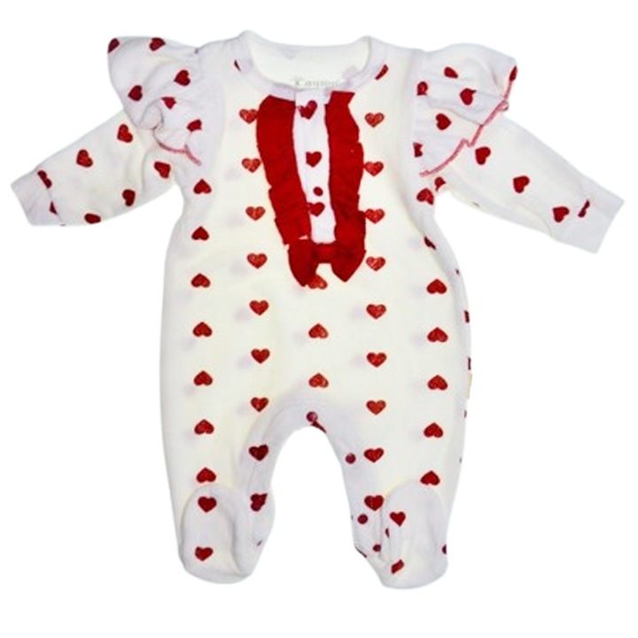 Salopeta din catifea, cu maneca lunga, pentru fete, Mini Junior 1100A, Alb 122210