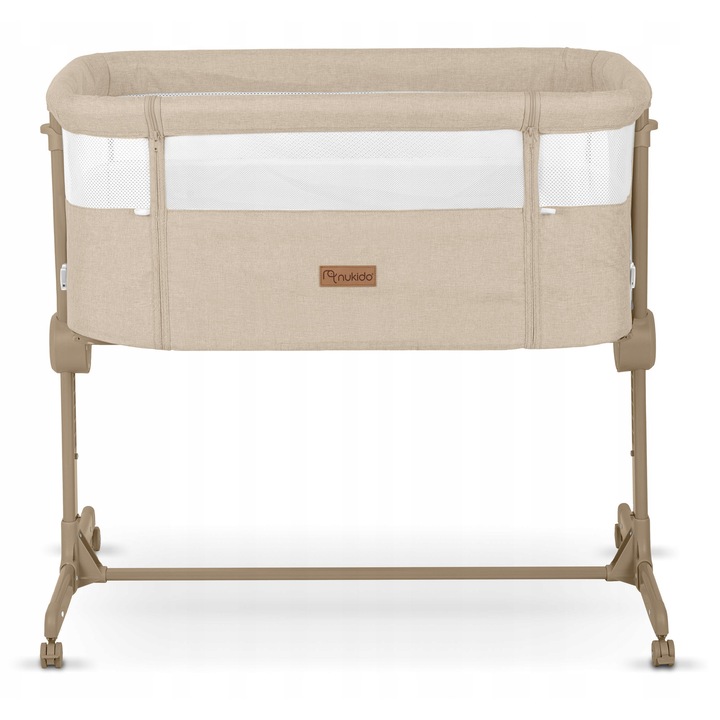 Patut bebe pliabil NUKIDO, cu reglare inaltime, 81x48cm, 4 roti cu frana, pentru 0-5 luni