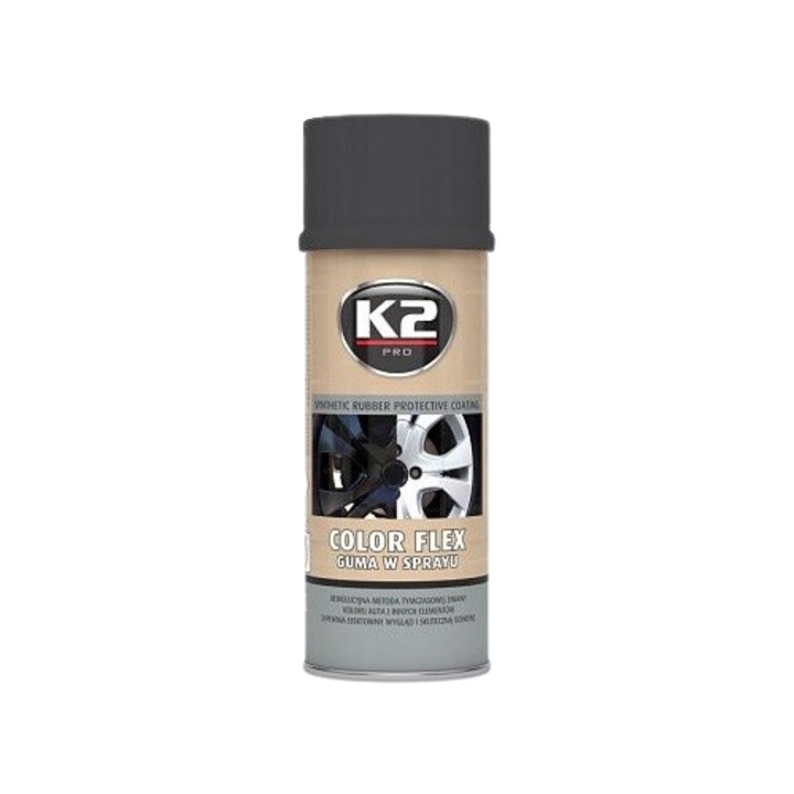 Spray K2 COLOR FLEX L343CM, vopsea cauciucata, negru, 400 ml