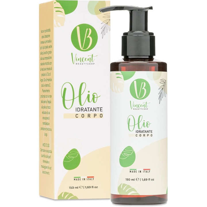 VINCENT BEAUTYCORP professzionális masszázsolaj, mandulával, 150 ml, argánolajjal, E-vitaminnal, bazsarózsa illattal