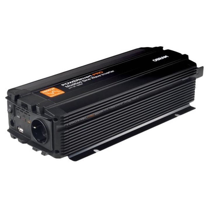 Invertor auto OSRAM Modified Sine Wave 1000W, 24V DC, OEINVMB10, cu o priza 230V si un port USB 2.1A