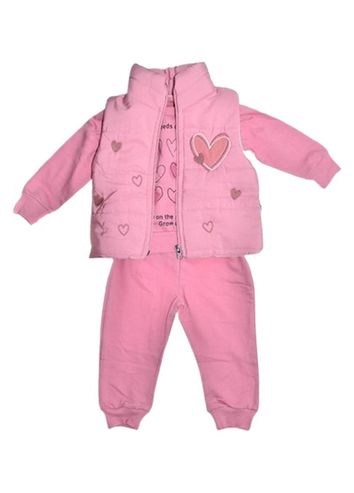 Compleu 3 piese pantaloni, bluza si vesta, pentru fete, Mini Junior CMP2021R, Roz 122286
