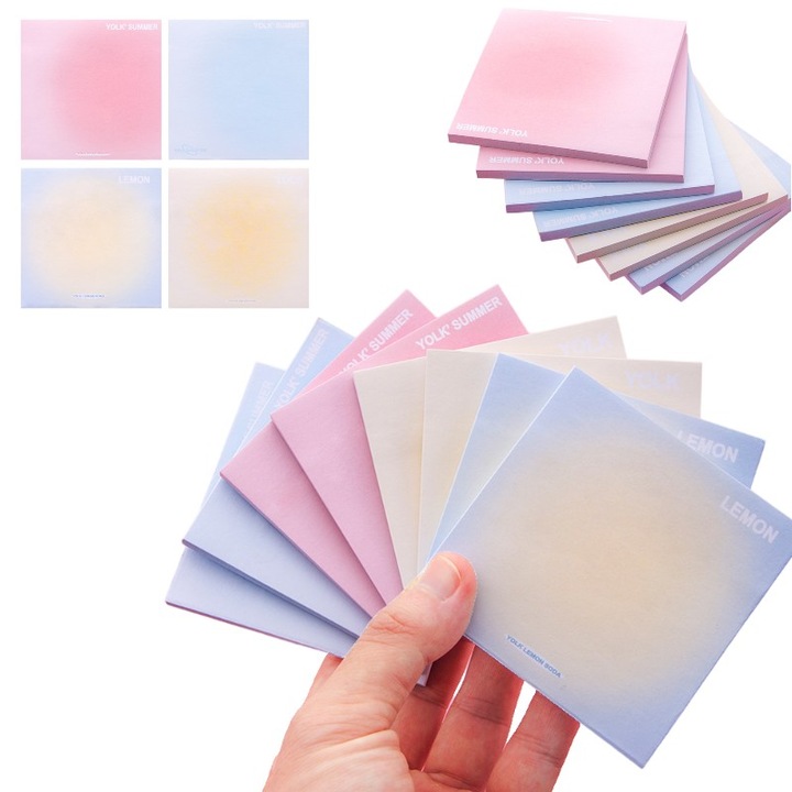 Set note adezive colorate gradient, 4 blocuri, 200 foi, 8x8cm, 80g