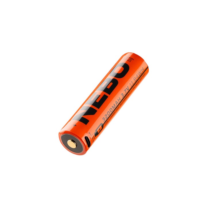 Baterie NEBO NEB-BAT-0005-G, Li-ion 18650, capacitate 3200 mAh, 3,7 V