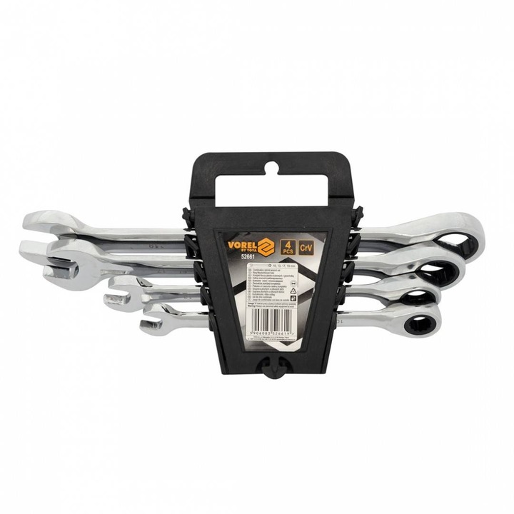 Set chei combinate cu clichet Vorel, 10-19 mm, Crom Vanadium, lungime 155-235 mm