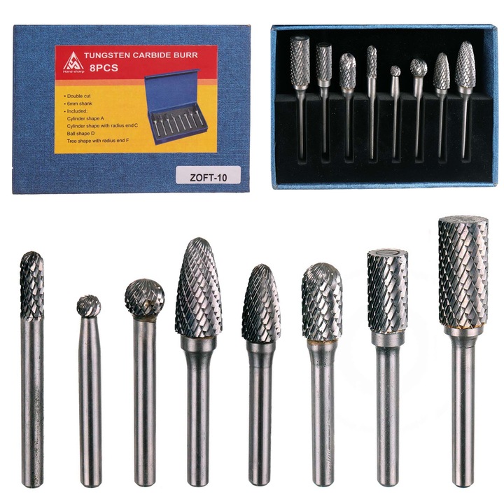 Set 8 freze widiowe TC Technic, 6mm, 45x65mm, pentru metal