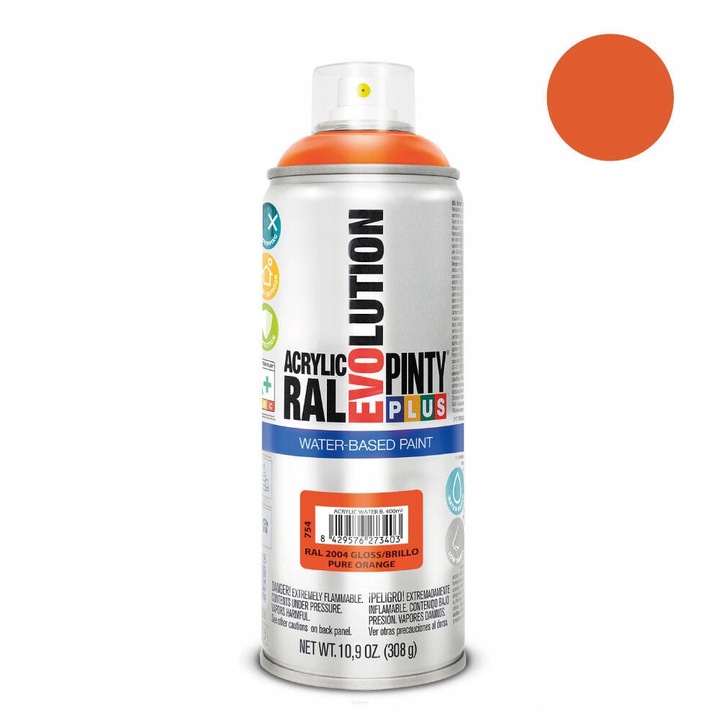 Evolution sprayfesték, 400ml, narancssárga RAL 2004, fényes felület
