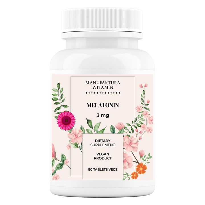 Étrend-kiegészítő Melatonin 3 mg, 90 tabletta, Manufaktura Witamin, vegán, alvássegítő