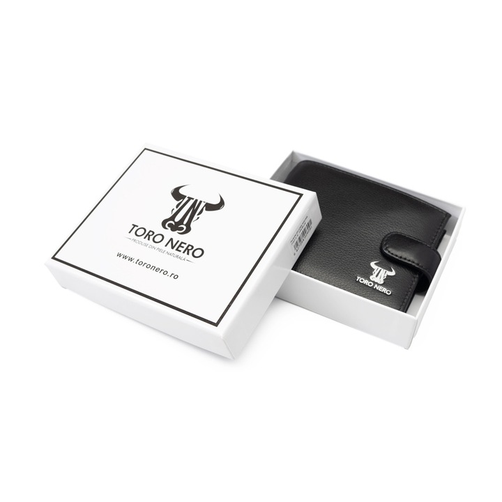 Portofel barbati, Toro Nero, Casual Code, piele naturala, negru-rosu, 18 compartimente