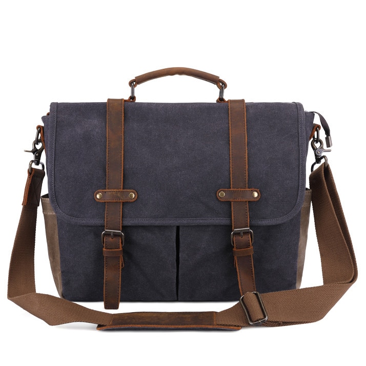 Geanta pentru laptop VALMIO, bumbac si piele naturala, 31 x 40 x 11 cm