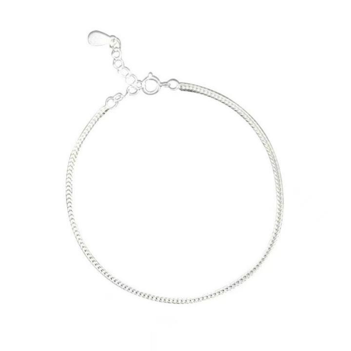 Bratara pentru femei din argint Moissanite S925, design elegant, argintiu, 19 cm, reglabila