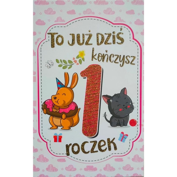 Felicitare Karnet Roczek 2K - 066, Yeku, pentru prima aniversare, format 211x142 mm, coperta din folie, 2022