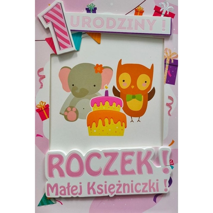 Felicitare Roczek pentru fetite, Yeku, 2 pagini, 223x145mm, cu elemente decorative, 2022