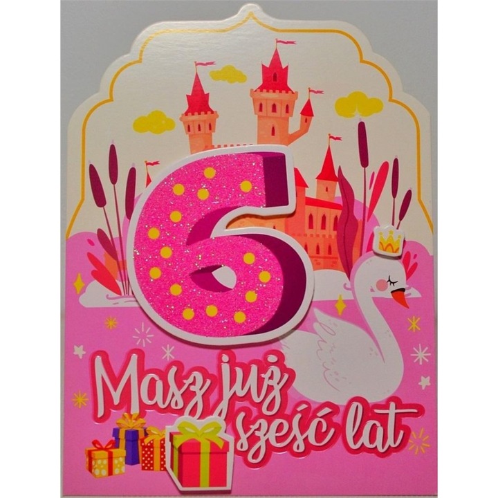 Karnet Urodziny 6, Yeku, 137x192mm, folia