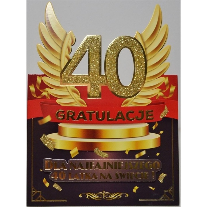 Felicitare Urodziny 40 meskie, Yeku, 136x190mm, folia
