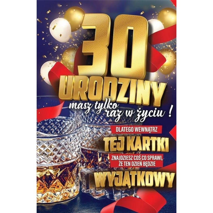Karnet Urodzinowy 30, Yeku, 211x137mm, cu naklejka pentru butelca