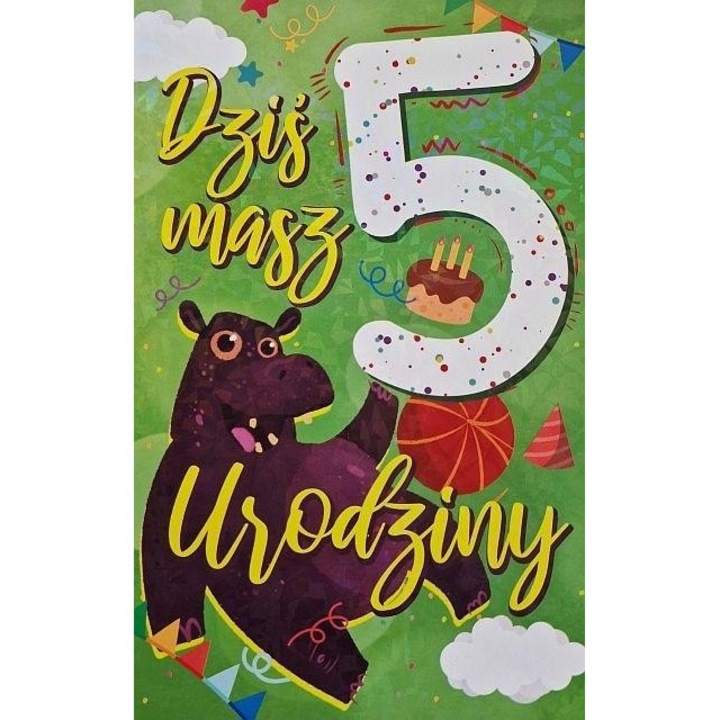 Karnet de Urodziny 5 baietei, Yeku, 139x216mm, foliat